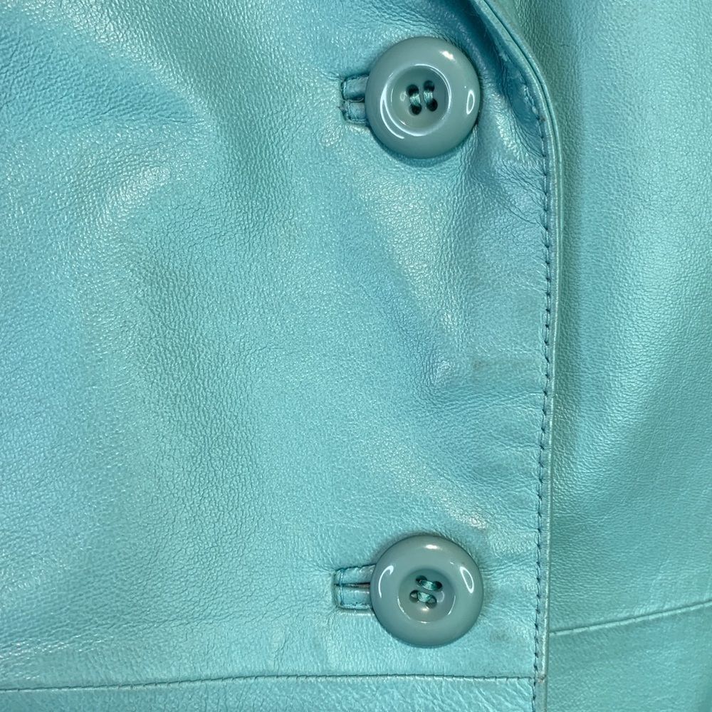 𝅺cleo Blue Leather Jacket Blazer - Picture 4 of 10